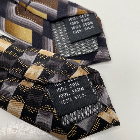 Alexander Julian Colours Vintage Mens Silk Neck Tie Set Geometric Y2K 90s - Picture 4 of 6